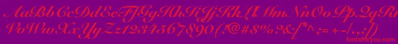 SnellroundhandltstdBlkscr Font – Red Fonts on Purple Background