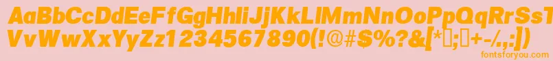 フォントSalinadisplaysskItalic – オレンジの文字がピンクの背景にあります。