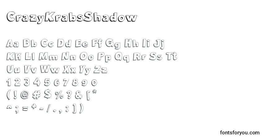 Шрифт CrazyKrabsShadow – алфавит, цифры, специальные символы
