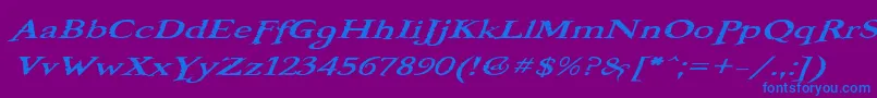 BooterOneOne-Schriftart – Blaue Schriften auf violettem Hintergrund