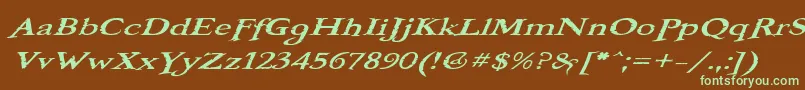 BooterOneOne-fontti – vihreät fontit ruskealla taustalla