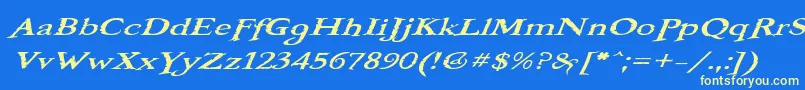 フォントBooterOneOne – 黄色の文字、青い背景