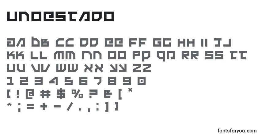 Czcionka Unoestado – alfabet, cyfry, specjalne znaki
