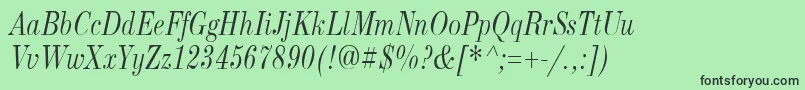 NewStandardOldNarrowItalic Font – Black Fonts on Green Background