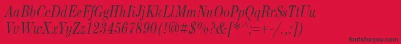 NewStandardOldNarrowItalic Font – Black Fonts on Red Background