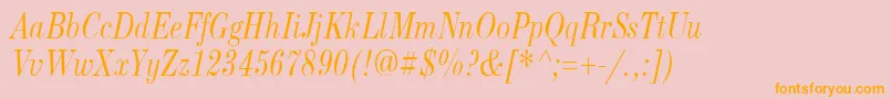 NewStandardOldNarrowItalic Font – Orange Fonts on Pink Background