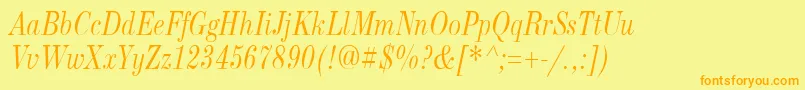 NewStandardOldNarrowItalic Font – Orange Fonts on Yellow Background