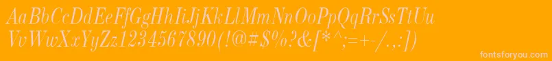 NewStandardOldNarrowItalic Font – Pink Fonts on Orange Background