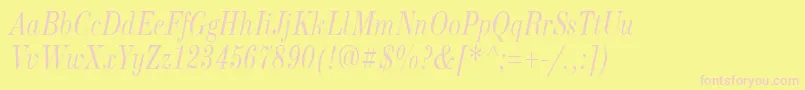 NewStandardOldNarrowItalic Font – Pink Fonts on Yellow Background