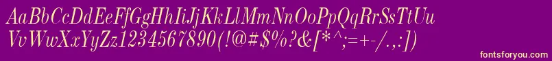 NewStandardOldNarrowItalic Font – Yellow Fonts on Purple Background