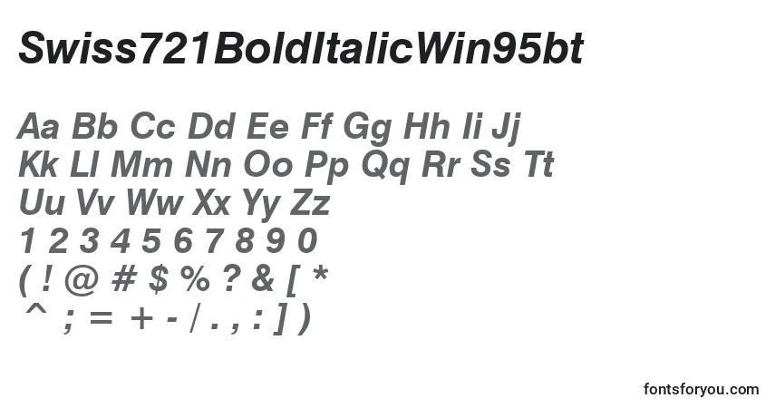 A fonte Swiss721BoldItalicWin95bt – alfabeto, números, caracteres especiais