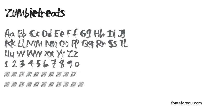 Fuente Zombietreats - alfabeto, números, caracteres especiales
