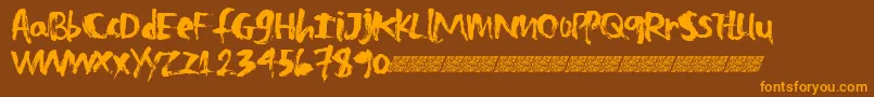 Zombietreats-Schriftart – Orangefarbene Schriften auf braunem Hintergrund