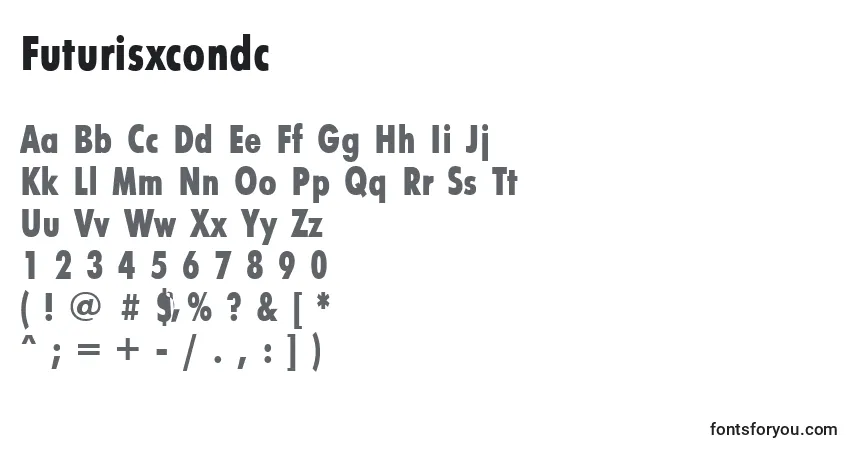 A fonte Futurisxcondc – alfabeto, números, caracteres especiais