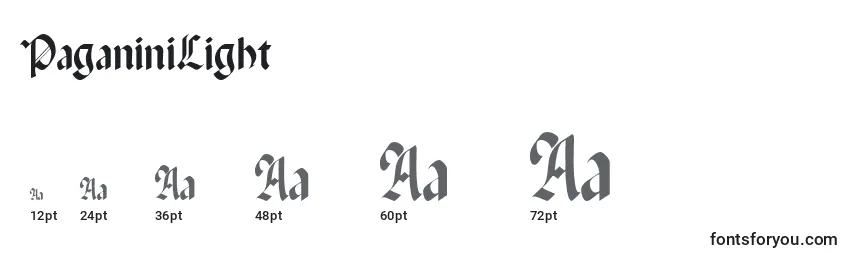 Размеры шрифта PaganiniLight