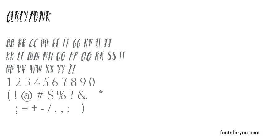 Шрифт GirlyPunk – алфавит, цифры, специальные символы