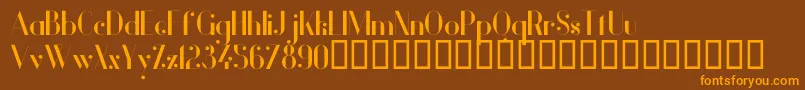 VanityBold-Schriftart – Orangefarbene Schriften auf braunem Hintergrund