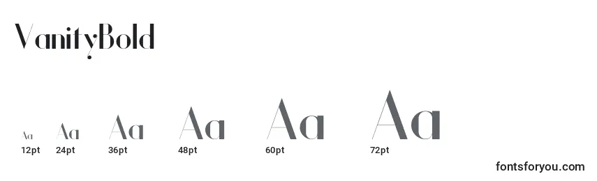 VanityBold Font Sizes