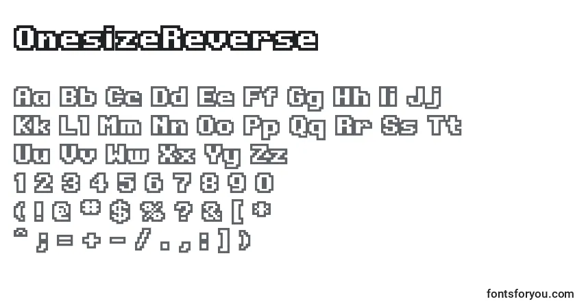 A fonte OnesizeReverse – alfabeto, números, caracteres especiais