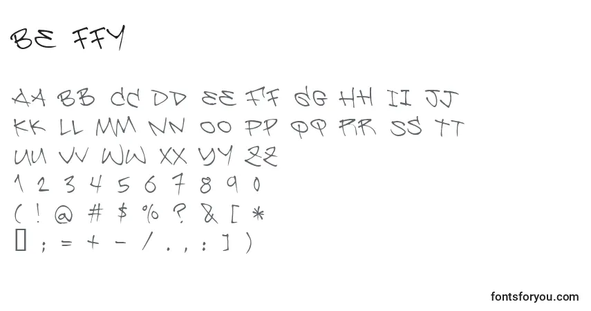Czcionka Be ffy – alfabet, cyfry, specjalne znaki