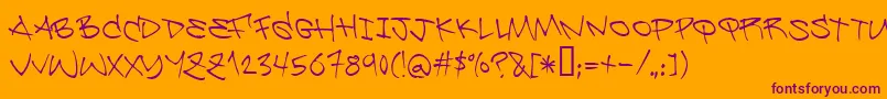 Be ffy Font – Purple Fonts on Orange Background