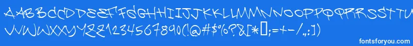 Be ffy-Schriftart – Weiße Schriften auf blauem Hintergrund