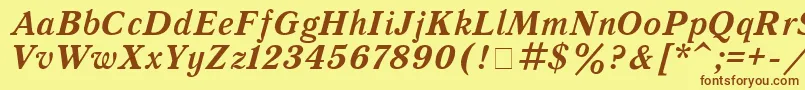 Fonte QuantantiquaBoldItalic – fontes marrons em um fundo amarelo
