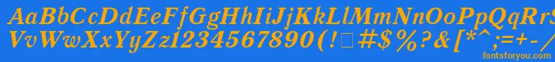 Czcionka QuantantiquaBoldItalic – pomarańczowe czcionki na niebieskim tle