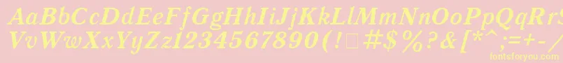 Fonte QuantantiquaBoldItalic – fontes amarelas em um fundo rosa