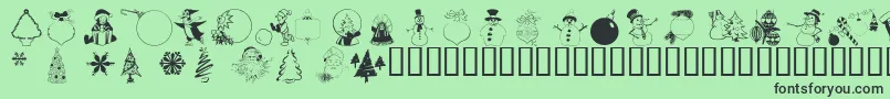 フォントWmchristmas3 – 緑の背景に黒い文字