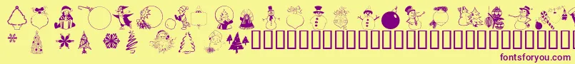 フォントWmchristmas3 – 紫色のフォント、黄色の背景