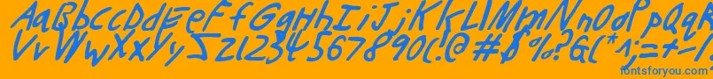 Buttonsli Font – Blue Fonts on Orange Background