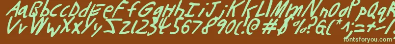 フォントButtonsli – 緑色の文字が茶色の背景にあります。