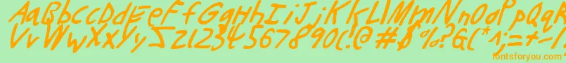 Buttonsli-Schriftart – Orangefarbene Schriften auf grünem Hintergrund