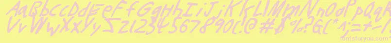 Buttonsli-Schriftart – Rosa Schriften auf gelbem Hintergrund