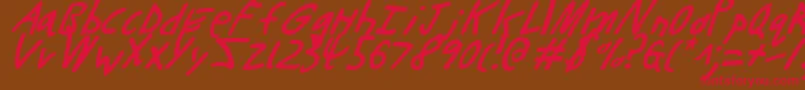 Buttonsli-Schriftart – Rote Schriften auf braunem Hintergrund