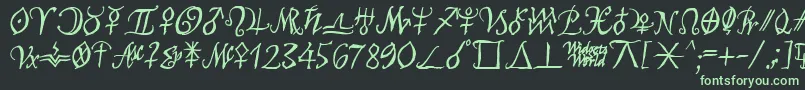 フォントAstroscriptBold – 黒い背景に緑の文字