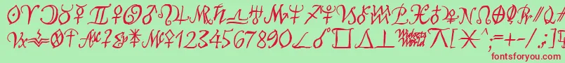 AstroscriptBold-Schriftart – Rote Schriften auf grünem Hintergrund