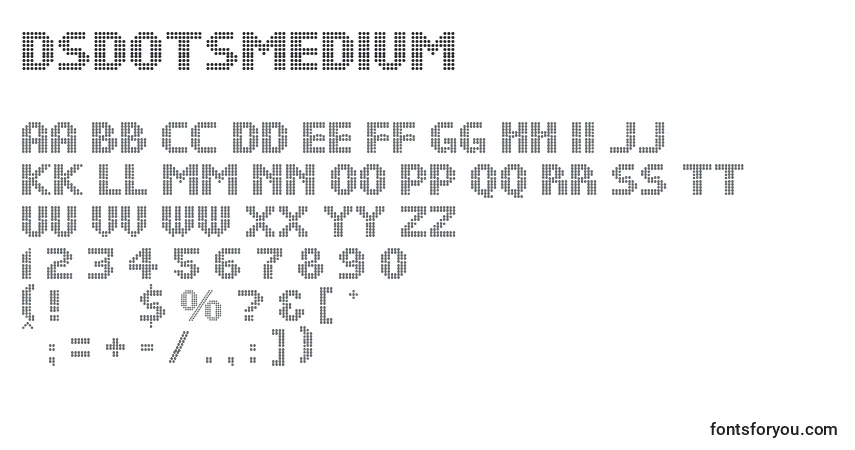 A fonte DsDotsMedium – alfabeto, números, caracteres especiais