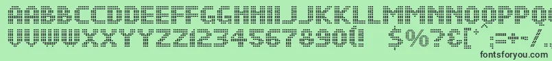 DsDotsMedium-fontti – mustat fontit vihreällä taustalla