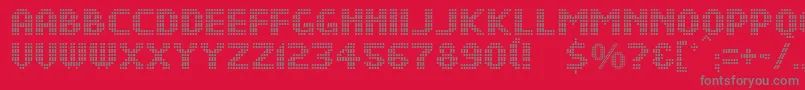 DsDotsMedium-Schriftart – Graue Schriften auf rotem Hintergrund