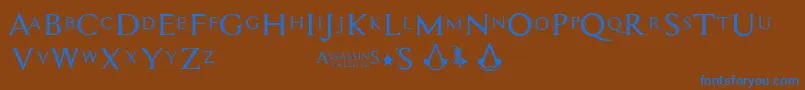 Assassin$ Font – Blue Fonts on Brown Background