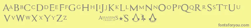 Assassin$-Schriftart – Graue Schriften auf gelbem Hintergrund
