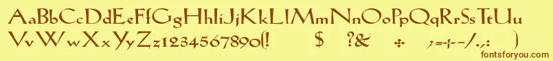 Lilhvywd-fontti – ruskeat fontit keltaisella taustalla