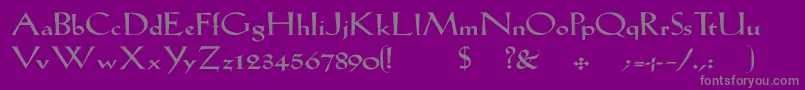 Lilhvywd-fontti – harmaat kirjasimet violetilla taustalla