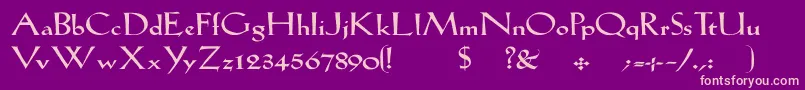 Lilhvywd-fontti – vaaleanpunaiset fontit violetilla taustalla