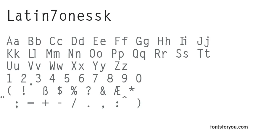 A fonte Latin7onessk – alfabeto, números, caracteres especiais
