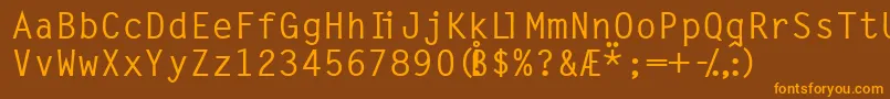 フォントLatin7onessk – オレンジ色の文字が茶色の背景にあります。