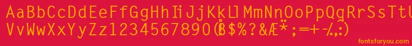 フォントLatin7onessk – 赤い背景にオレンジの文字