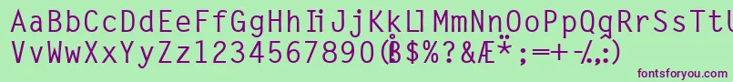 Latin7onessk Font – Purple Fonts on Green Background